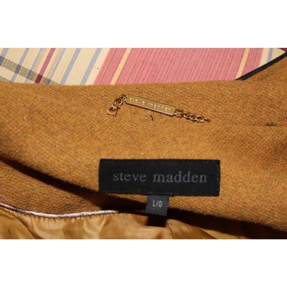 Steve Madden Mustard Yellow Wool Blend Hooded Cape Coat – Women’s Large - Picture 4 of 4